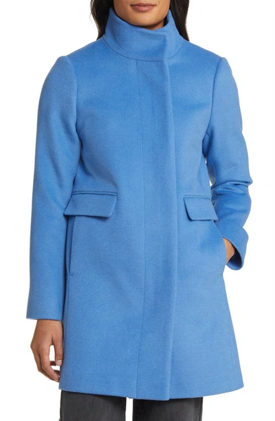 Shop Sam Edelman Longline Wool Blend Coat In Lake Blue