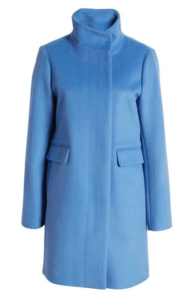Shop Sam Edelman Longline Wool Blend Coat In Lake Blue