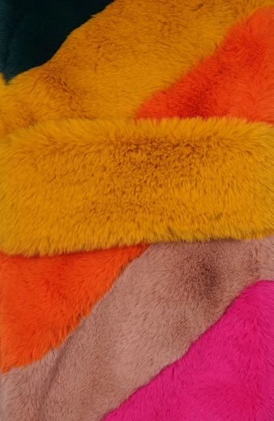 Shop Kurt Geiger Faux Fur Rainbow Pull Through Scarf In Classic Rainbow