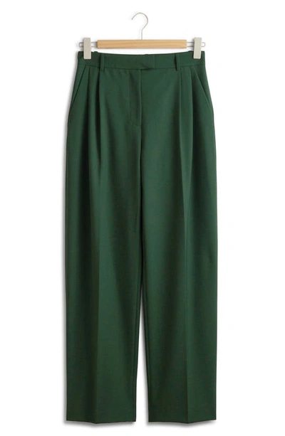 Shop & Other Stories Pleated Straight Leg Pants In Green