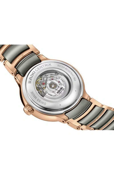 Shop Rado Centrix Automatic Diamond Ceramic Bracelet Watch, 30.5m In White/ Black