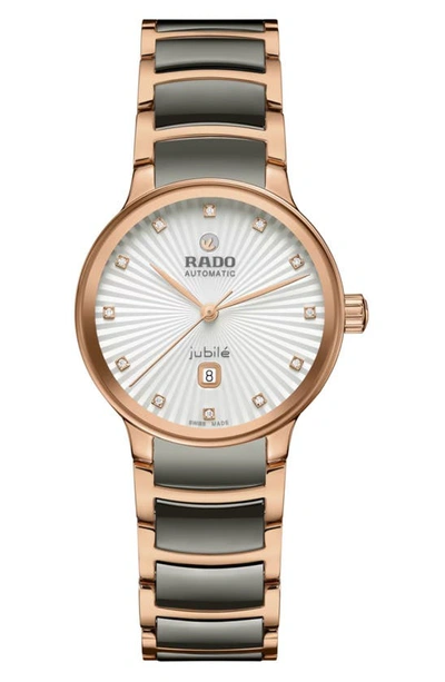Shop Rado Centrix Automatic Diamond Bracelet Watch, 30.5mm In White/ Black