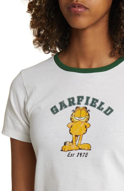 Shop Golden Hour Garfield College Arch Cotton Graphic T-shirt In Eden-washed Marshmallow