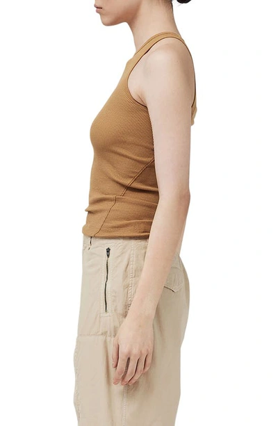 Rag & Bone The Essential Rib Organic Pima Cotton Blend Tank In Tobacco