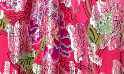 Shop Ciebon Hilma Metallic Floral Print Maxi Dress In Pink