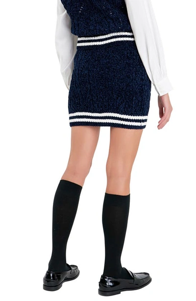English Factory Chenille Miniskirt In Navy/ White