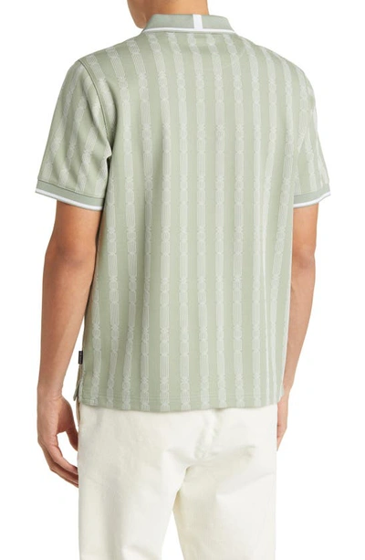 Shop Ted Baker Icken Regular Fit Cable Stripe Jacquard Zip Polo In Pale Green