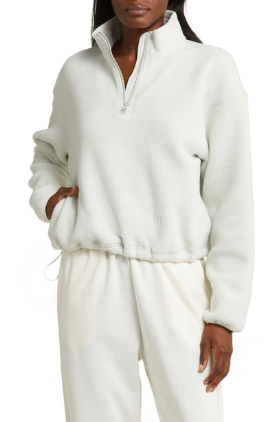 Shop Outdoor Voices Primofleece Recycled Polyester Quarter Zip Top In Oyster