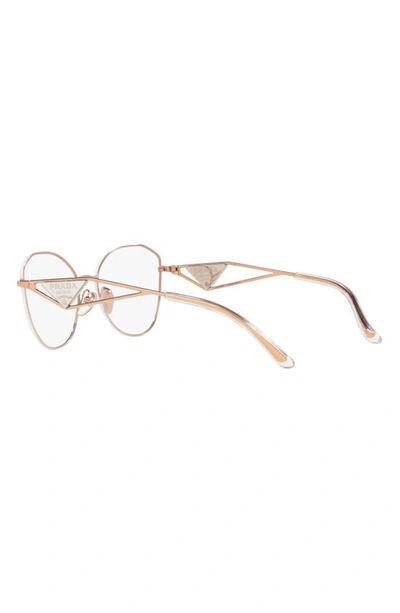 Shop Prada 54mm Round Optical Glasses In Pink Gold