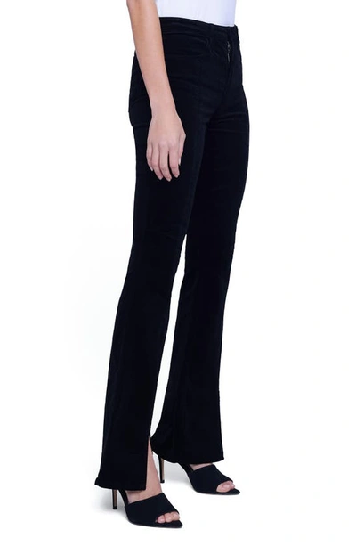 Shop L Agence Beatrix High Waist Front Slit Baby Bootcut Jeans In Noir