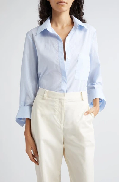 Twp Next Ex Cropped Shirt In Superfine Cotton In Baby Blue