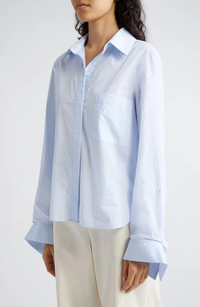 Twp Next Ex Cropped Shirt In Superfine Cotton In Baby Blue