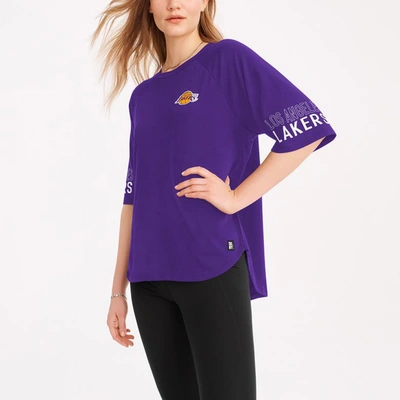 Shop Dkny Sport Purple Los Angeles Lakers Diana Raglan Tri-blend Oversized T-shirt