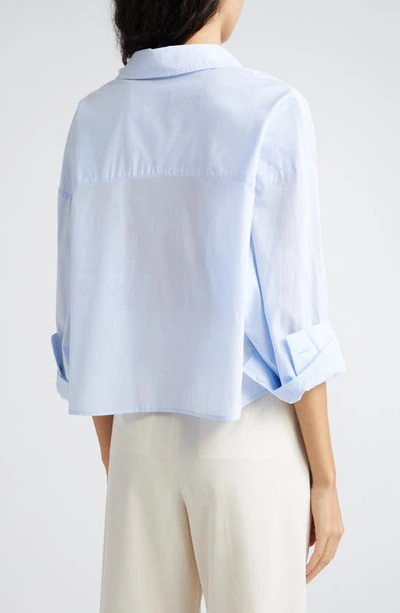 Shop Twp Soon To Be Ex Cotton Button-up Crop Shirt In Baby Blue