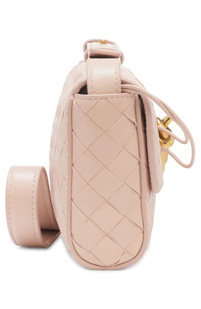 Shop Bottega Veneta Mini Intrecciato Leather Crossbody Bag In Lotus/ Brass