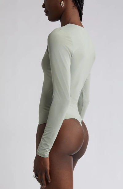 Shop Open Edit Smooth Edit V-neck Bodysuit In Green Halo