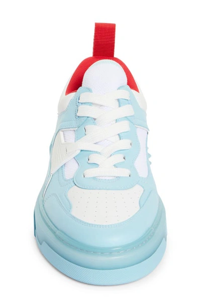 Shop Christian Louboutin Astroloubi Mixed Media Low Top Sneaker In 5709 Mineral/ White