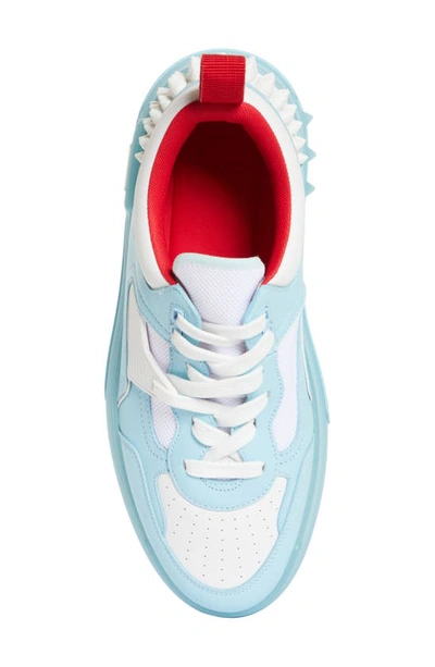 Shop Christian Louboutin Astroloubi Mixed Media Low Top Sneaker In 5709 Mineral/ White