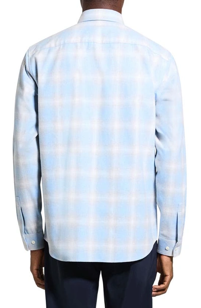 Shop Theory Irving Fade Flannel Shirt In Blue Multi