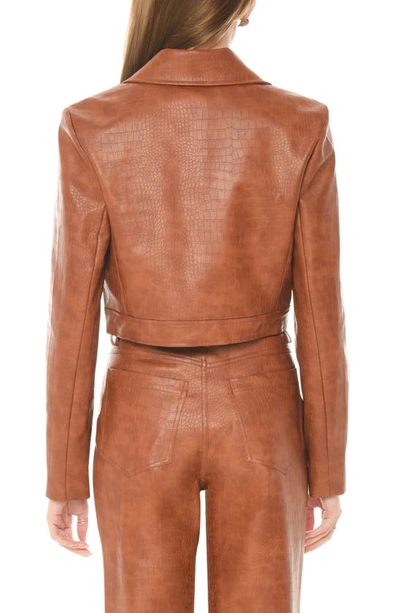 Shop Wayf Miller Croc Embossed Faux Leather Jacket In Brown