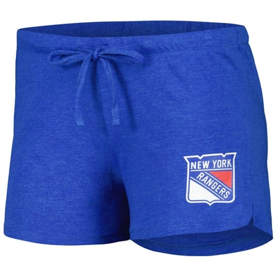 Shop Concepts Sport Blue/red New York Rangers Meter Knit Long Sleeve Raglan Top & Shorts Sleep Set