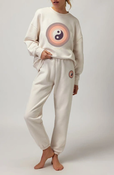 Shop Spiritual Gangster Yin & Yang Relaxed Fit Cotton Sweatshirt In White Sand
