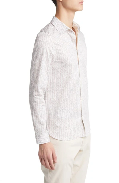 Shop Ted Baker Dunsop Slim Fit Ditsy Leaf Stripe Stretch Button-up Shirt In Ecru