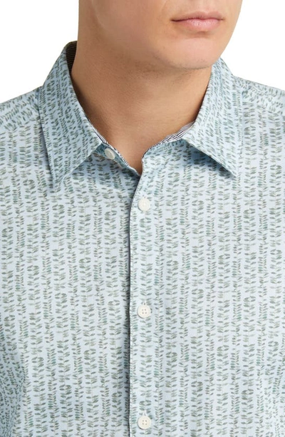 Shop Ted Baker London Dunsop Slim Fit Ditsy Leaf Stripe Stretch Button-up Shirt In Light Blue
