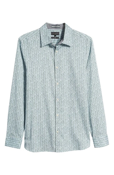 Shop Ted Baker Dunsop Slim Fit Ditsy Leaf Stripe Stretch Button-up Shirt In Light Blue