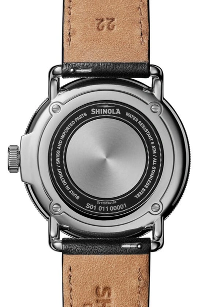 Shop Shinola The Canfield Leather Strap Watch, 43mm In Black/ Silver