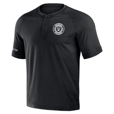 Shop Nfl X Darius Rucker Collection By Fanatics Black Las Vegas Raiders Washed Raglan Henley T-shirt