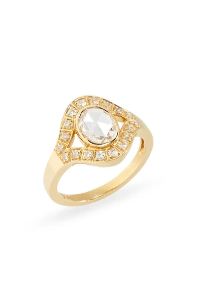 Shop Sethi Couture Chandra Diamond Ring In Gold