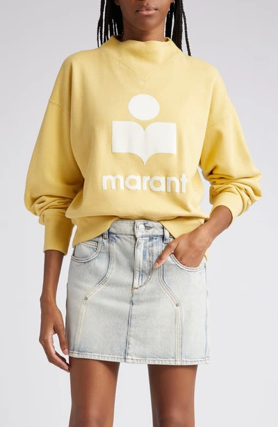 Shop Isabel Marant Étoile Moby Mock Neck Logo Graphic Sweatshirt In Sunlight/ Ecru