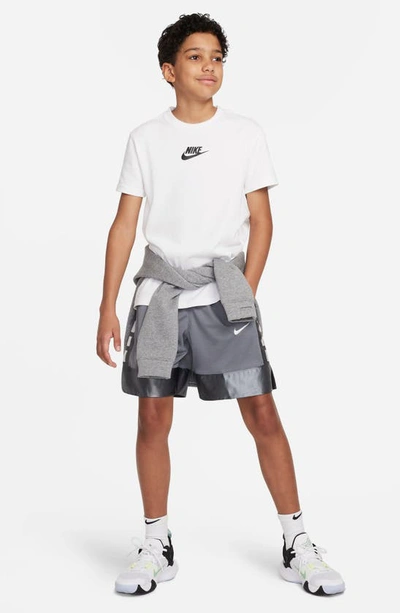 Shop Nike Kids' Dri-fit Elite Basketball Shorts In Smoke Grey/ White