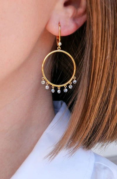Shop Sethi Couture Cien Diamond Circle Drop Earrings In Gold