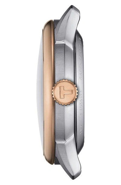 Shop Tissot Chemin Des Tourelles Powermatic 80 Bracelet Watch, 34mm In Silver/ Rose Gold