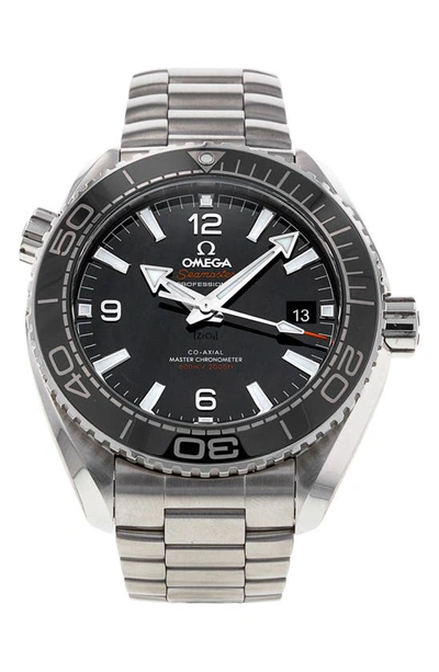 Shop Watchfinder & Co. Omega  2021 Planet Ocean Bracelet Watch, 44mm In Black/ Silver