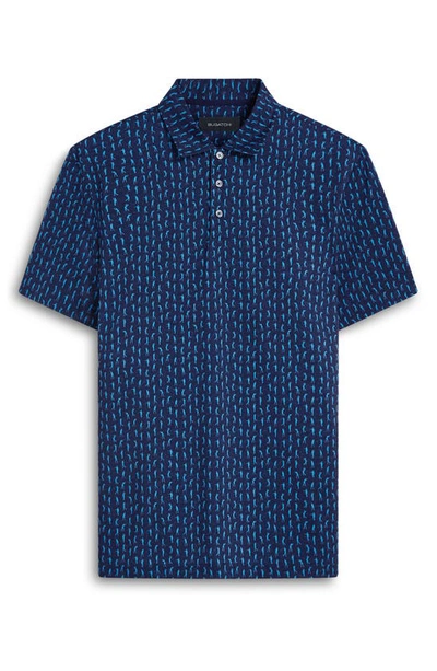Shop Bugatchi Victor Ooohcotton® Golfer Print Polo In Classic Blue