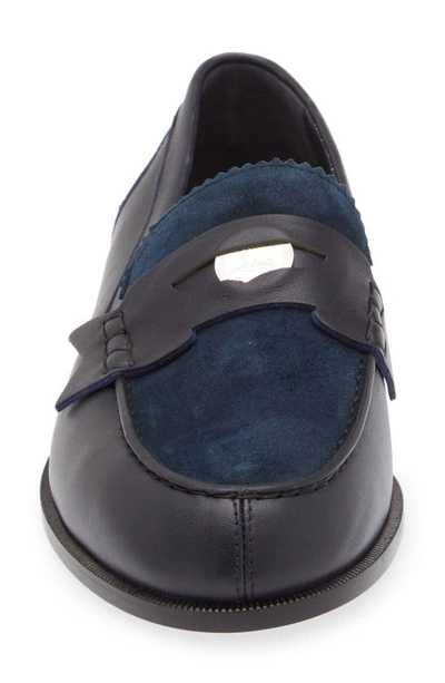 Shop Christian Louboutin Penny Leather & Suede Loafer In 5817 Marine/ Bco/ Lin Marine