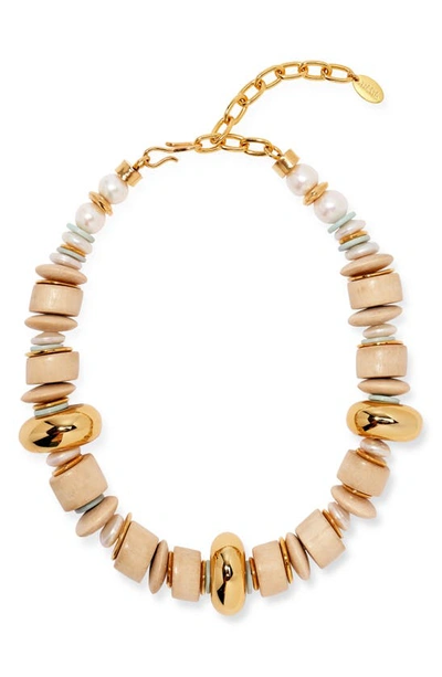 Shop Lizzie Fortunato Interval Cultured Pearl Collar Necklace In Beige