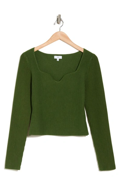 Shop Nsr Long Sleeve Knit Top In Olive Green