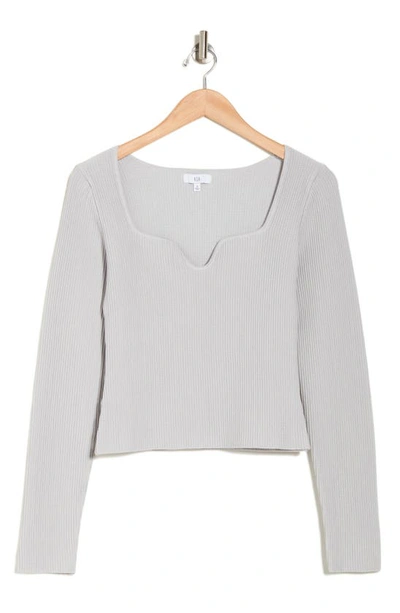 Shop Nsr Long Sleeve Knit Top In Heather Grey