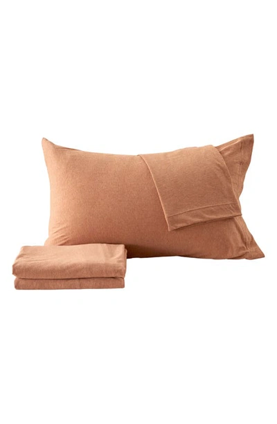 Shop Woven & Weft Jersey Knit Sheet Set In Terracotta Clay