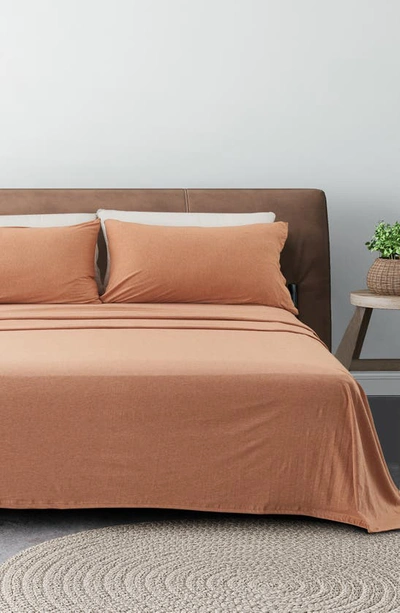 Shop Woven & Weft Jersey Knit Sheet Set In Terracotta Clay