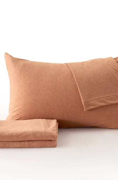 Shop Woven & Weft Jersey Knit Sheet Set In Terracotta Clay