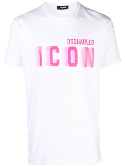 Shop Dsquared2 T-shirts And Polos In White/pink Fluo