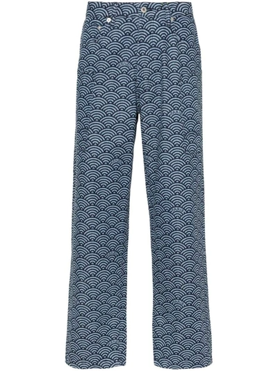 Shop Kenzo Trousers In Blue Denim