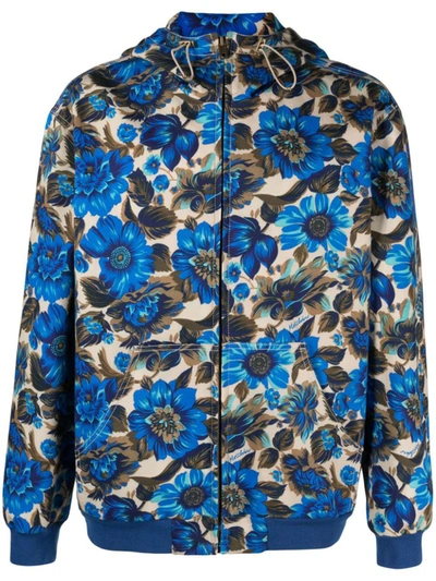 Moschino Floral Print Hooded Jacket In Green