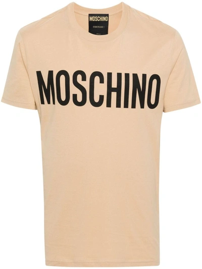 Shop Moschino T-shirts And Polos In Beige