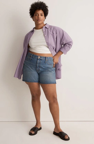 Shop Madewell Relaxed Mid Length Denim Shorts In Kimbrough Wash